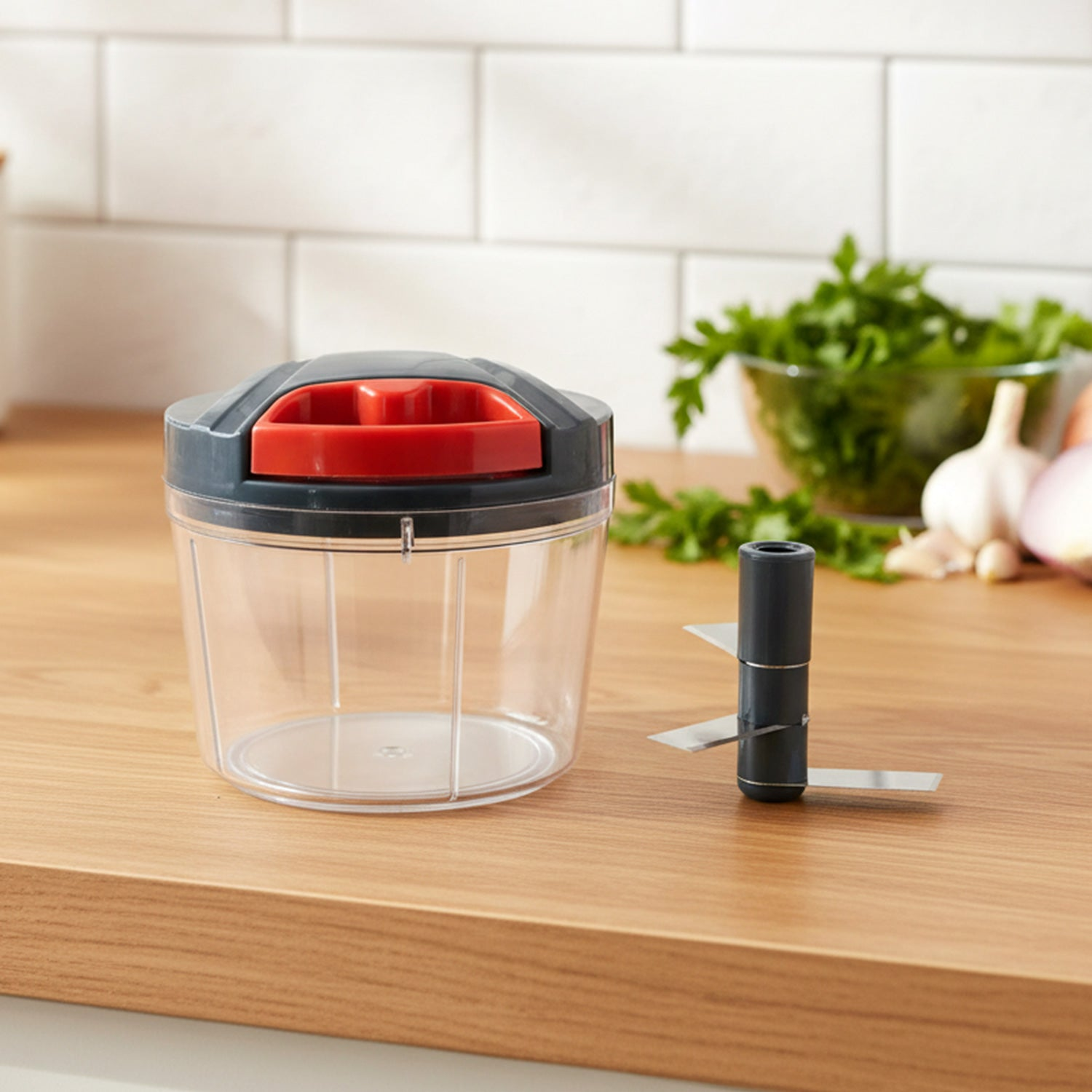 PhotoshopExtension_Image_3 Compact Manual Hand-Press Vegetable Chopper (1 Pc) - Image 6