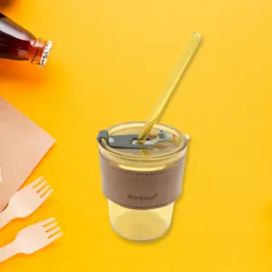 home Glass Coffee Mug with Straw & Lid: Perfect for Home & Travel