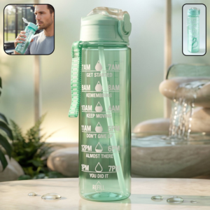 under 149 motivational water bottle with time marker and flip top lid (900 ml)