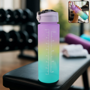home Motivational Water Bottle with Straw & Time Marker